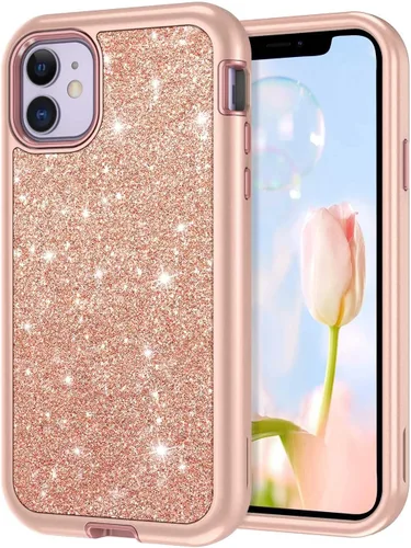 Miniatura 17 de CASEFIV Funda compatible con iPhone 11, patrón de mármol 3 en 1, resistente a prueba de golpes y caídas, cuerpo completo, policarbonato duro