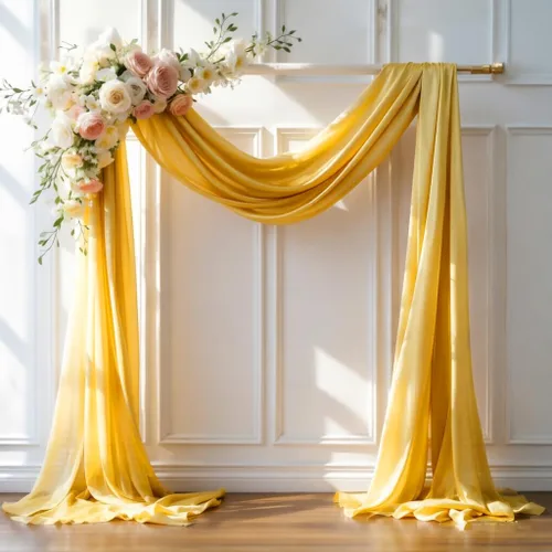 Miniatura 21 de Tela drapeada para arco de boda de 28 x 19 pies, telón de fondo de tela de gasa transparente, 1 panel de cortinas de rosa polvorienta para Cortina