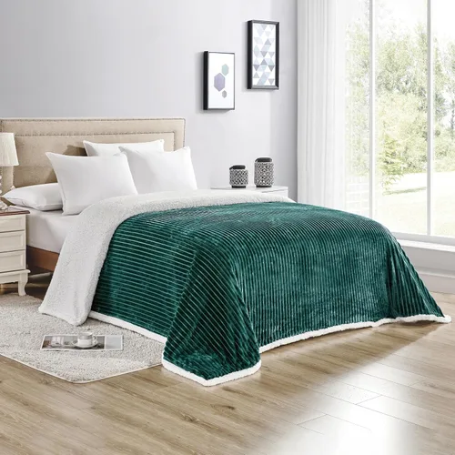 Miniatura 13 de Elegant Comfort Manta reversible de pana sherpa, peso medio y súper afelpada, manta de franela suave, mullida y afelpada, microgamuza, patrón de Gris