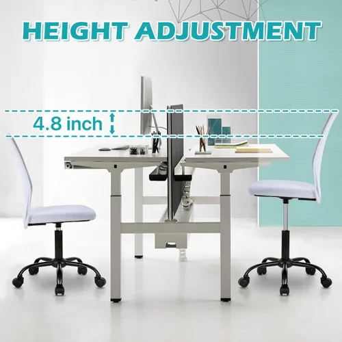 Miniatura 4 de Silla de oficina enrollable sin brazos de malla pequeña, silla de computadora ergonómica, sillas de oficina giratorias sin brazos con soporte Blanco