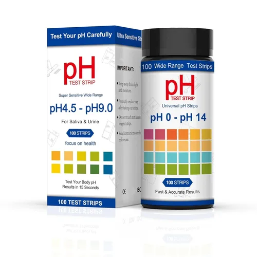 Tiras de prueba de pH 0-14 100 tiras de prueba de pH universales, tiras de pH para pruebas de orina y saliva, tiras de prueba de pH de papel