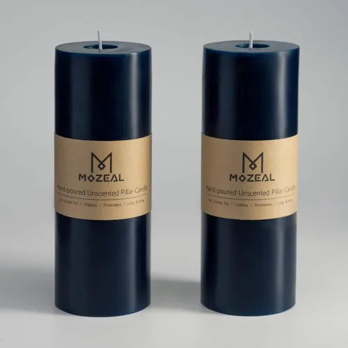 Miniatura 86 de MOZEAL Velas grandes sin perfume vertidas a mano de 3 x 8 pulgadas, sin humo, juego de 2, combustión lenta, sin goteo, aproximadamente 150 horas