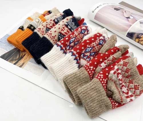 Miniatura 20 de Beurlike Guantes de invierno para mujer, de lana cálida, a prueba de viento, convertibles, sin dedos