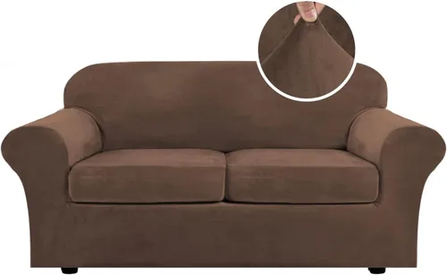Miniatura 76 de H.VERSAILTEX - Funda elástica para sofá de 3 piezas, de suave terciopelo afelpado, para sofá biplaza con 2 cojines de hasta 72 pulgadas de ancho, se