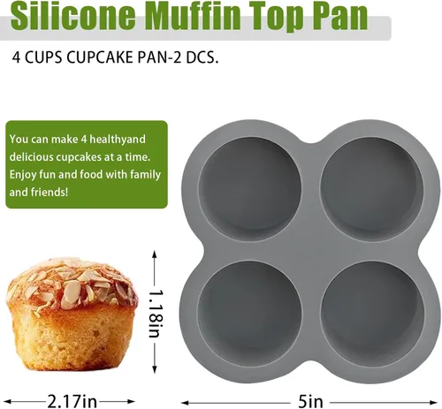 Miniatura 2 de Moldes de silicona para mordeduras de huevo, 4 tazas, moldes de silicona para huevos, ideales para magdalenas, pasteles, tartas, panes