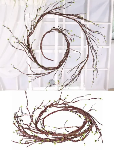 Miniatura 3 de 300cm/118in colgante de pared artificial de cerezo ramas tronco flexible ramitas ratán liana plantas falsas para el hogar, boda, jardín, habitación