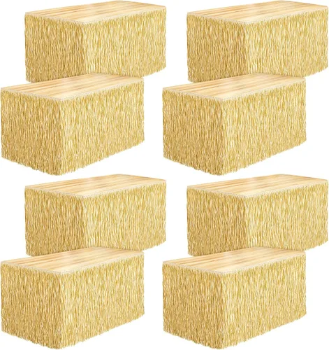 Miniatura 18 de Fovths 1 paquete de falda de mesa de hierba Luau con flecos de papel, falda de paja oscura de 108 x 30 pulgadas, faldas de mesa hawaianas
