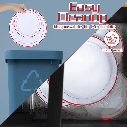 Miniatura 4 de Patelai Juego de 50 platos de plástico desechables para 25 invitados de 10.25 pulgadas, 7.5 pulgadas, platos llanos de plástico resistentes