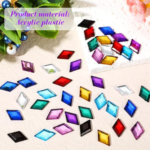 Miniatura 3 de 100 piezas de diamantes de imitación acrílicos con parte trasera plana, gemas de plástico para deslumbrar joyas acrílicas para hacer joyas