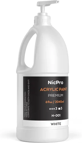 Nicpro Juego de pintura acrílica blanca grande (69 onzas, 69.0 fl oz), suministros de pintura artística no tóxicos para múltiples superficies, Blanco