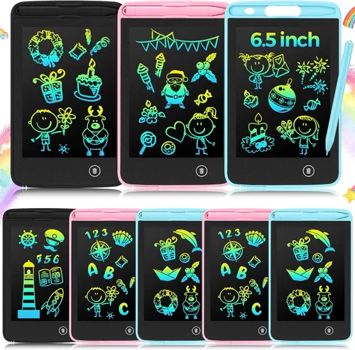 Zhehao 8 tabletas de escritura LCD de 6.5 pulgadas, tablero de dibujo colorido educativo para niños de 3 a 6 años, regalos de oficina (negro, rosa,