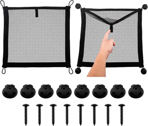 Miniatura 8 de Paquete Universal de 2 Redes de Carga Elásticas Pequeñas con Bolsillo Organizador, Bolsa de Almacenamiento de 36,3 x 24,1 cm, Red de Almacenamiento