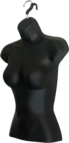 Miniatura 8 de Maniquí de torso masculino y femenino con soporte de metal, cuerpo con respaldo hueco, apilable, forma de vestido para exhibición de camisetas