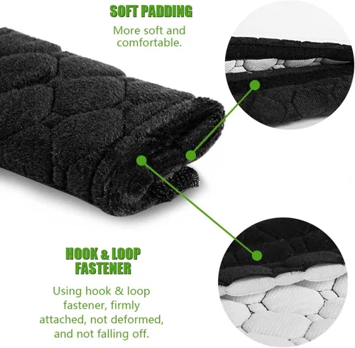 Miniatura 3 de Paquete de 5 Almohadillas Protectoras de Cinturón de Seguridad de Automóvil Suaves y Cómodas para Proteger el Cuello y los Hombros (Negro)
