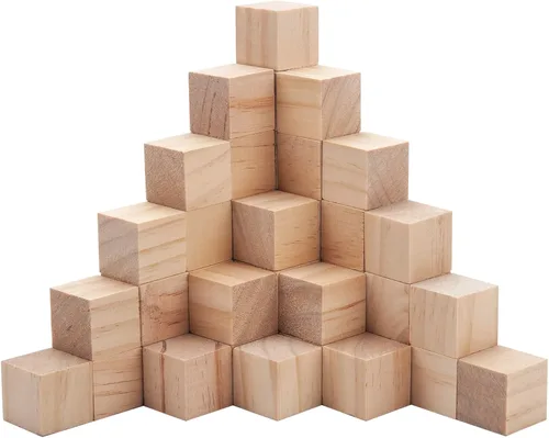 Miniatura 4 de Bloques de madera para manualidades de 1 pulgada, 50 bloques de madera en blanco para manualidades, cubos pequeños de madera maciza sin terminar