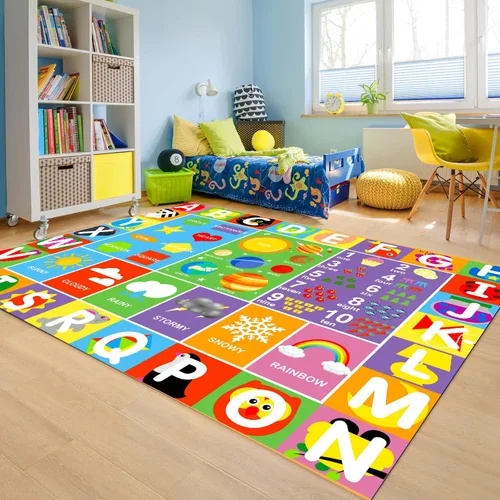 Miniatura 5 de Alfombra del alfabeto para niños, alfombra suave ABC para niños con parte trasera antideslizante, alfombra educativa para sala de juegos para niños