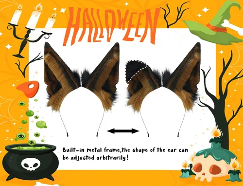 Miniatura 4 de Loiahoer Diadema de orejas de chacal, diadema de pelo de zorro lobo hecha a mano, accesorios para la cabeza, Halloween, cosplay, fiesta de disfraces