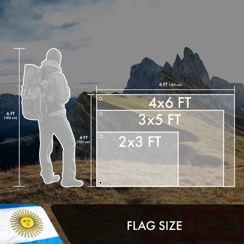 Miniatura 7 de G128 Bandera argentina 3 x 5 pies Serie doble ToughWeave Poliéster 210D bordado de doble cara Bandera de país, diseño bordado