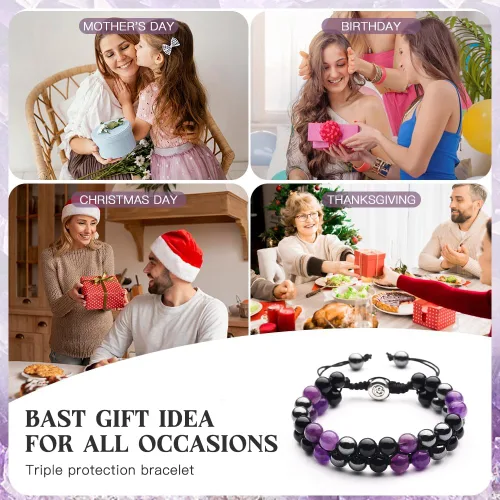 Miniatura 41 de Triple Protection Bracelet - for Protect & Balance - Energy Crystal Handmade Bracelets for Men Women