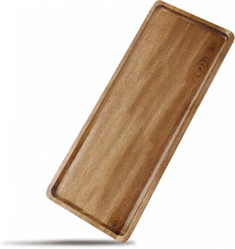 Miniatura 7 de Platos y bandejas de madera maciza de madera de acacia natural para charcutería, tabla de quesos (35 x 18 rectangulares)