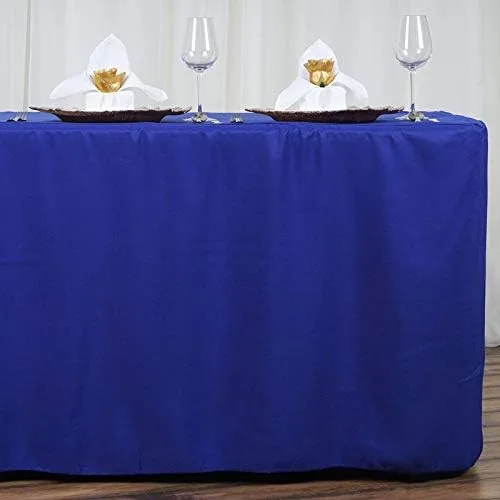 Miniatura 3 de BEEKAY Mantel rectangular ajustable de 4 pies, color azul real, de 48 x 24 pulgadas, con caballete de poliéster, tela lavable, para bodas