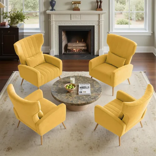 Miniatura 30 de Nalupatio Juego de 2 sillas decorativas modernas para lectura tapizadas de tela de terciopelo, sillón de mediados de siglo, cómodo sillón para sala