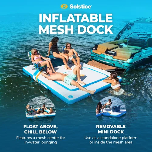 Miniatura 2 de Solstice Hangout Ring Inflatable Dock, Floating Water Raft Platform