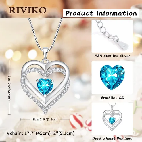 Miniatura 79 de RIVIKO Collar con símbolo de corazón infinito para mujer, plata de ley 925, delicado colgante de corazón para el día de San Valentín, día