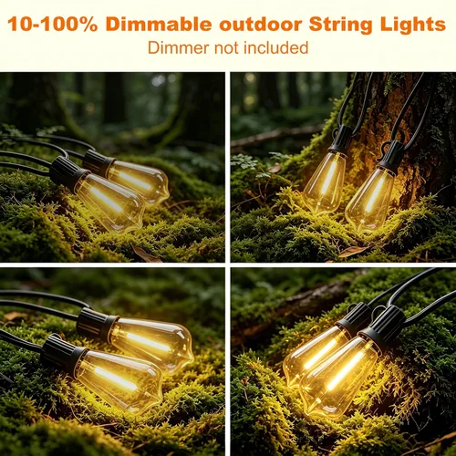 Miniatura 4 de Guirnalda de luces para exteriores de 25 pies, luces impermeables para patio con bombillas Edison ST38 vintage inastillables, luces colgantes