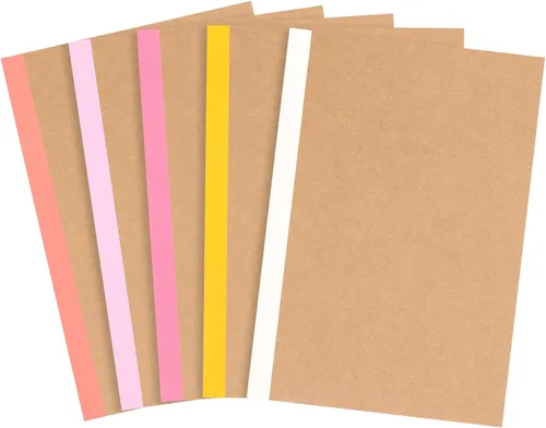 Miniatura 12 de EOOUT Paquete de 5 cuadernos de composición A5, diario forrado de papel kraft a granel con lomo azul, 5 colores, 60 páginas para mujeres, niñas