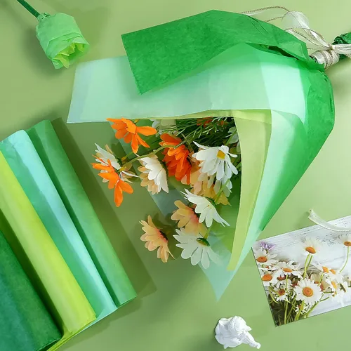 Miniatura 4 de 100 hojas de papel de seda verde a granel para bolsas de regalo, 20 x 14 pulgadas, papel de seda para regalo para el día de San Patricio, Navidad