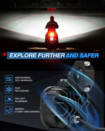 Miniatura 4 de BraveWAY Luces de conducción de motocicleta de 3 pulgadas, luces antiniebla LED de 120 W con DRL, 4 modos estroboscópicos, haz ámbar y blanco, focos