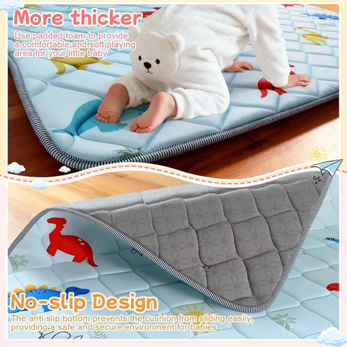 Miniatura 2 de omzer Alfombra de juego para bebé para piso: tapete de corralito de 59 x 59 pulgadas, tapete de espuma acolchado suave y grueso para bebés y niños
