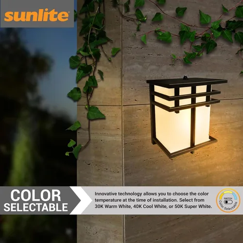 Miniatura 5 de Sunlite 88686 LED Mission Style - Accesorio para exteriores, 12 vatios (75 W = ), 800 lúmenes, fotocélula incorporada, acabado negro, lente blanca