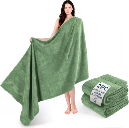Miniatura 101 de Cotton Paradise 4 piezas de toallas turcas para baño, juego de toallas extra grandes suaves y afelpadas para baño, color beige