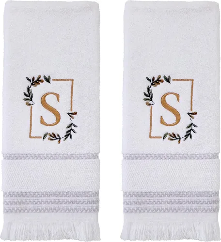 Miniatura 81 de SKL Home Toalla de baño casual con monograma, S, 28 x 54 pulgadas, color blanco