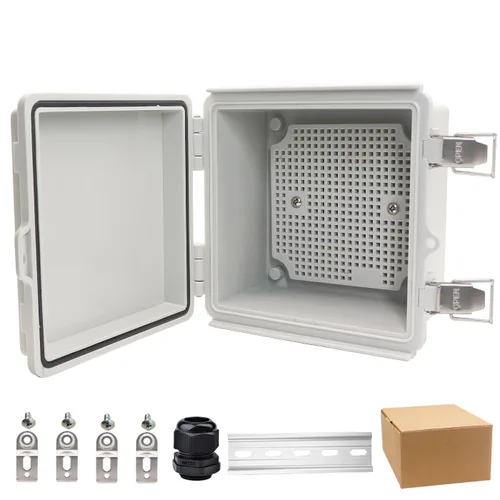 Miniatura 13 de Caja eléctrica impermeable, caja de conexiones IP67, pestillo de acero inoxidable, cubierta transparente con bisagras, carcasa para proyectos