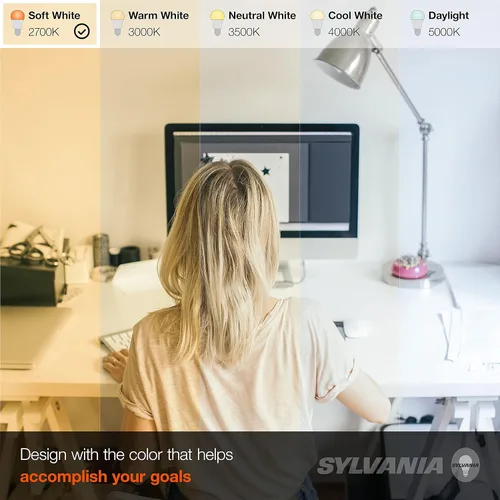 Miniatura 5 de Sylvania Bombilla LED, equivalente a 60 W A19, eficiente 8.5 W, base media, acabado esmerilado, 800 lúmenes, blanco suave, paquete de 2 (73886)