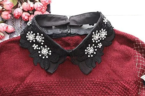 Miniatura 6 de Mural Art Collar desmontable bordado flores falso cuello blusa collar