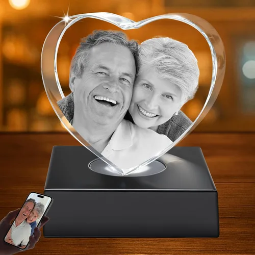 Regalos de fotos de cristal 3D personalizados con grabado láser 3D, marcos de fotos personalizados, aniversario, cumpleaños, boda, regalo