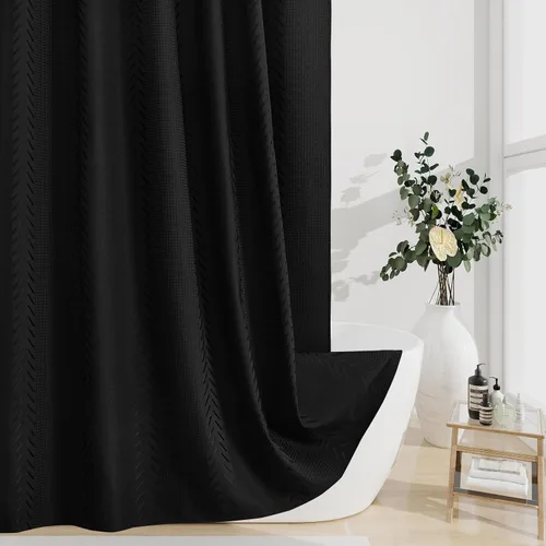 Cortina de ducha con patrón en relieve 3D, simple y elegante, cortina de ducha vintage para baño, cortinas de ducha de tela impermeable con ganchos,