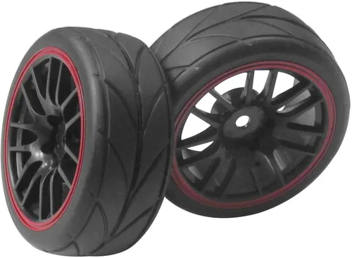 Miniatura 5 de ShareGoo - Llantas hexagonales de 0.472 in y neumáticos de goma de diámetro exterior de 2.59 pulgadas para auto de turismo RC 1/10 en carretera
