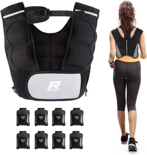 Miniatura 9 de RitFit Weighted Vest, 4lb/8lb/10lb/12lb/15lb/20lb Weight Vest with Reflective Stripes, Weight Vest Adjustable for Women and Men Workout, Strength
