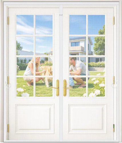 Miniatura 15 de HOFUDON Puertas de pantalla de garaje con imanes de tira completa mejoradas para garaje de 2 autos de 16 pies x 7 pies, malla magnética de fibra