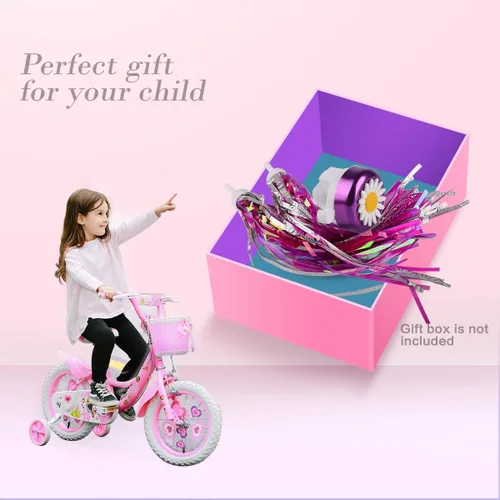 Miniatura 5 de U-LIAN Serpentinas y campanas de bicicleta para niñas, 1 paquete de campanas de bicicleta de flores con 2 paquetes de serpentinas para manillar