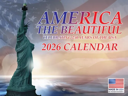 Miniatura 13 de Calendario mensual de pared 2026 con hilo de bandera de Estados Unidos 250 aniversario 1776 de 12 meses, fabricado en Estados Unidos