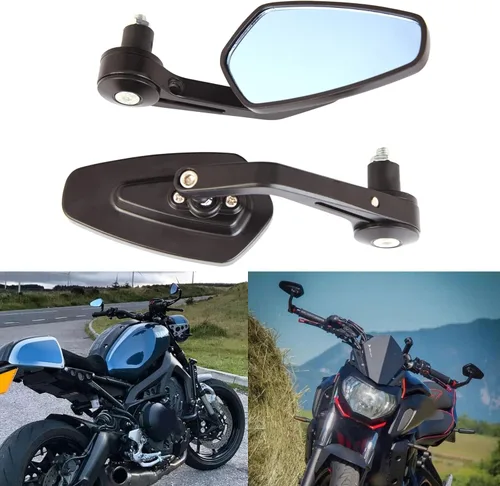 Miniatura 4 de Espejos universales negros para motocicleta, espejos laterales de barra compatibles con Honda, Scooter, Suzuki, Yamaha, Kawasaki, Victory, Harley