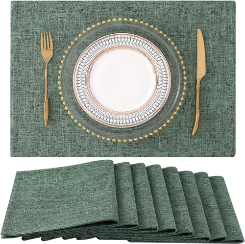 Miniatura 37 de homing - Juego de 4 manteles individuales de algodón y lino, manteles de tela lavables para mesa de comedor de estilo rústico para interiores y Negro