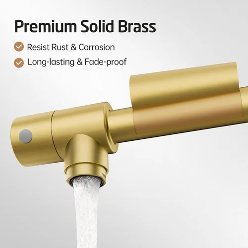 Miniatura 3 de KES Llenador de Ollas Dorado para Cocina Grifo Plegable de Latón con Doble Articulación Brazo Giratorio Grifo de Fregadero Articulado de Montaje