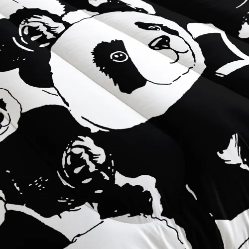 Miniatura 3 de DYcolor Juego de edredón con estampado de oso panda 3D para niños, 3 piezas, ligero, blanco y negro, con 1 edredón y 2 fundas de almohada para niños